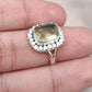 Lemon Quartz Sterling Silver Ring: Cushion Cut Cocktail Statement Jewelry