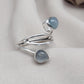 Aqua Milky Quartz 925 Sterling Silver Ring: Adjustable Open Wrap Design