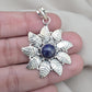 Lapis Lazuli Pendant: 925 Sterling Silver Floral Filigree Necklace