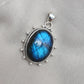 Blue Flash Labradorite 925 Sterling Silver Pendant Boho Necklace