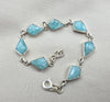 925 Sterling Silver Amazonite Bracelet Geometric Link Bracelet Blue Gemstone Jewelry