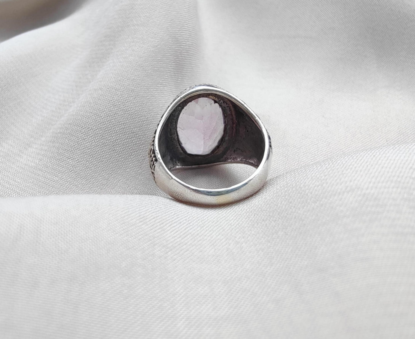 Amethyst Plaster Ring: Handmade 925 Sterling Silver Statement Jewelry