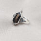Smoky Quartz Sterling Silver Ring: Hexagon Gemstone, Boho Jewelry