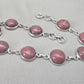 Rhodochrosite Bracelet 925 Sterling Silver Round Cabochon Pink Gemstone Link Bracelet Handmade Jewelry
