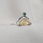 Citrine Ring 925 Sterling Silver Dual Stone Moss Agate Statement Ring