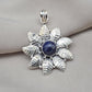 Lapis Lazuli Pendant: 925 Sterling Silver Floral Filigree Necklace