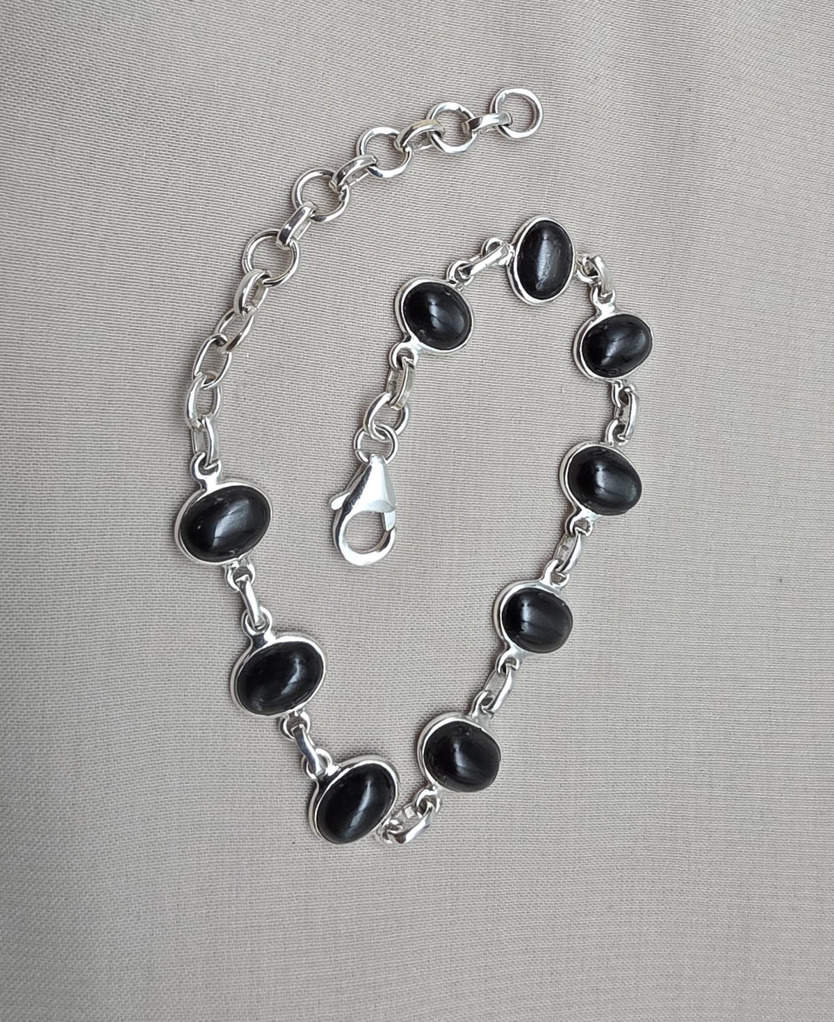 Natural Black Star 925 Sterling Silver Bracelet : Gemstone Jewelry