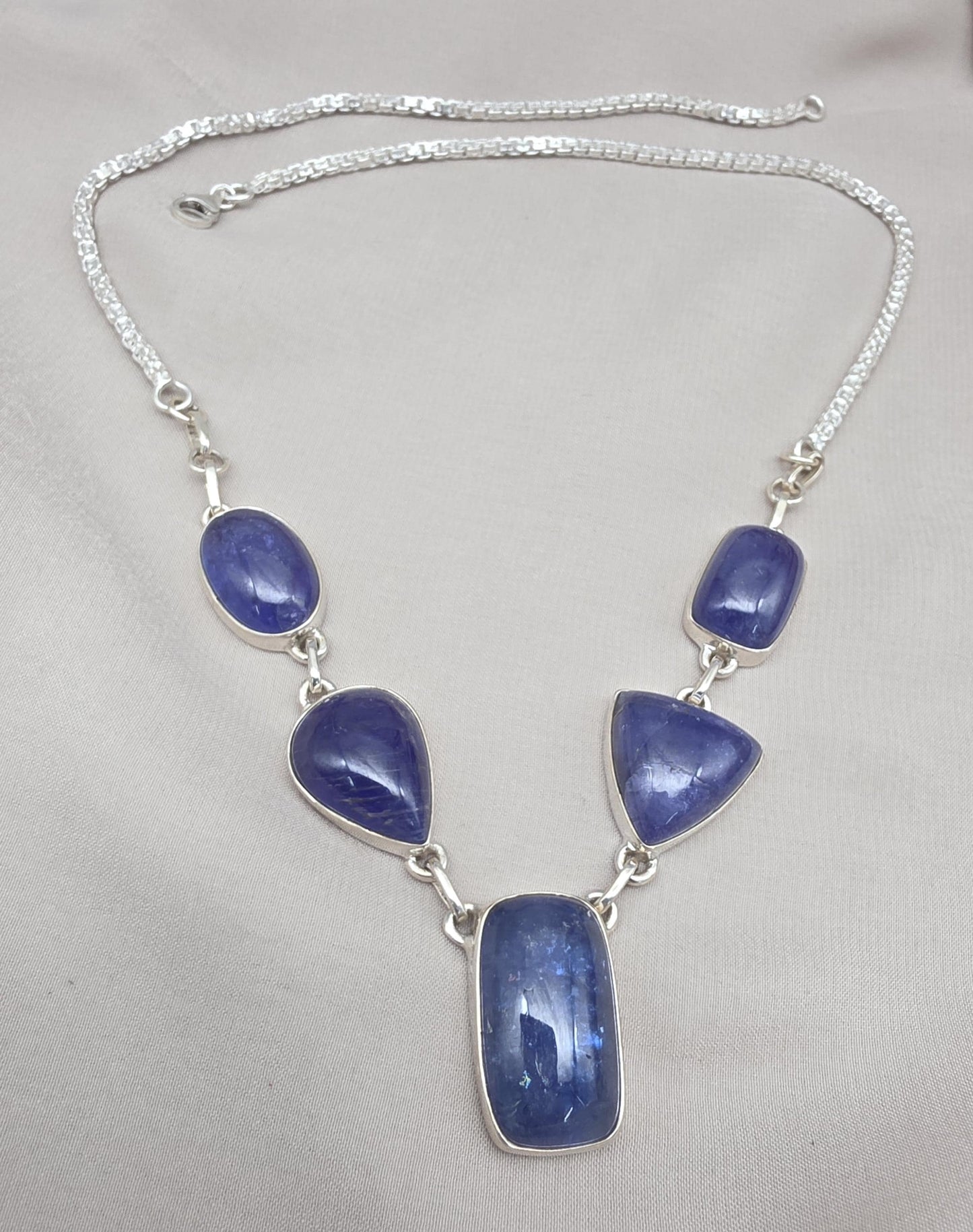 Natural Tanzanite Necklace 925 Sterling Silver Blue Gemstone Statement Jewelry Gift for Her