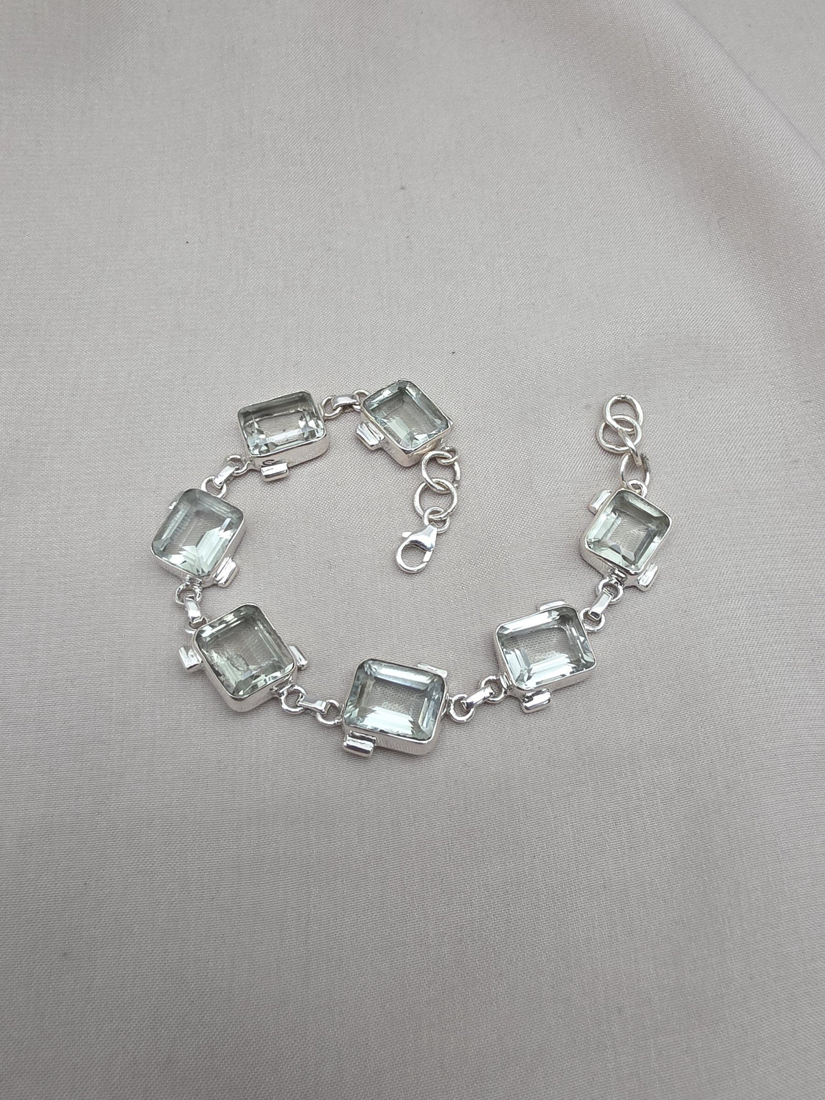 925 Sterling Silver Green Amethyst Bracelet Elegant Minimal Jewelry Gift for Her
