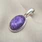 925 Sterling Silver Charoite Pendant: Purple Gemstone Necklace Handmade Jewelry