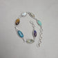 925 Sterling Silver Boho Bracelet Multi Gemstone Colorful Statement Jewelry