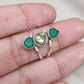 Green Onyx & Lemon Quartz 925 Sterling Silver Ring: Boho Statement Jewelry