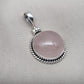Handmade Rose Quartz Pendant: 925 Sterling Silver Round Necklace