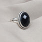 Black Onyx Ring: Faceted Oval Gemstone, 925 Sterling Silver, Boho Protection Jewelry