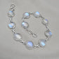 925 Sterling Silver Blue Flash Rainbow Moonstone Bracelet Natural Oval Link Jewelry