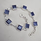 Blue Sapphire Cushion Link Bracelet 925 Sterling Silver Square Faceted Gemstone Bracelet Handmade Jewelry