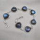 Natural Labradorite Bracelet 925 Sterling Silver, Blue Flash Labradorite Gemstone Jewelry Birthstone Gifts