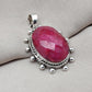 Handmade Ruby Pendant Necklace: Oval Faceted 925 Sterling Silver, July Birthstone