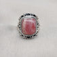 Handmade Rhodochrosite Sterling Silver Ring: Boho October Birthstone