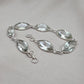 925 Sterling Silver Green Amethyst Bracelet Marquise shape Gemstone Elegant Link Bracelet Gift