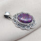 Purple Copper Turquoise Pendant: Sterling Silver Boho Statement Necklace