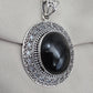 925 Sterling Silver Natural Black Onyx Silver Pendant Oval Cabochon Handmade Gemstone Jewelry