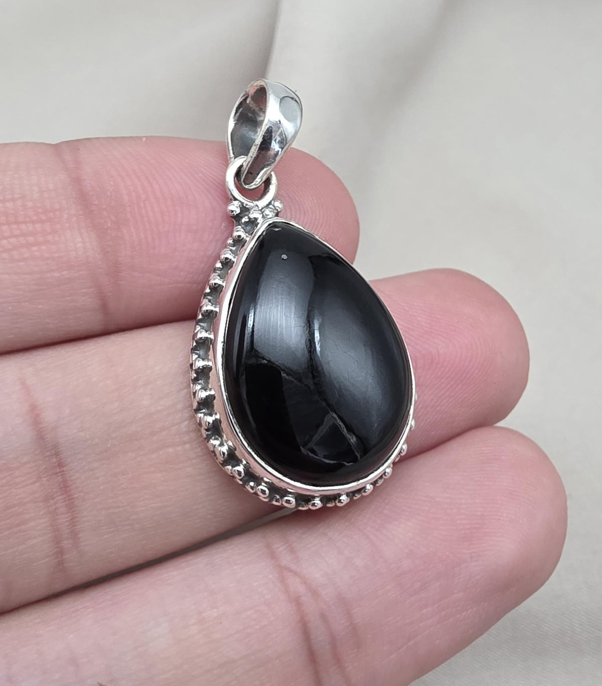 Black Onyx 925 Sterling Silver Pendant Protection Gemstone Necklace Healing Crystal Jewelry Gift