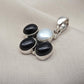 Black Onyx & Mother of Pearl 925 Sterling Silver Pendant: Handmade Boho Necklace