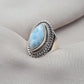 Natural Larimar Ring 925 Sterling Silver Larimar Marquise Cut Gemstone Boho Statement Jewelry