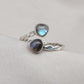 Labradorite Heart Sterling Silver Ring: Adjustable Boho Jewelry