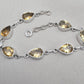 Citrine 925 Sterling Silver Pear Shape Faceted Yellow Gemstone Link Bracelet Handmade Boho Jewelry