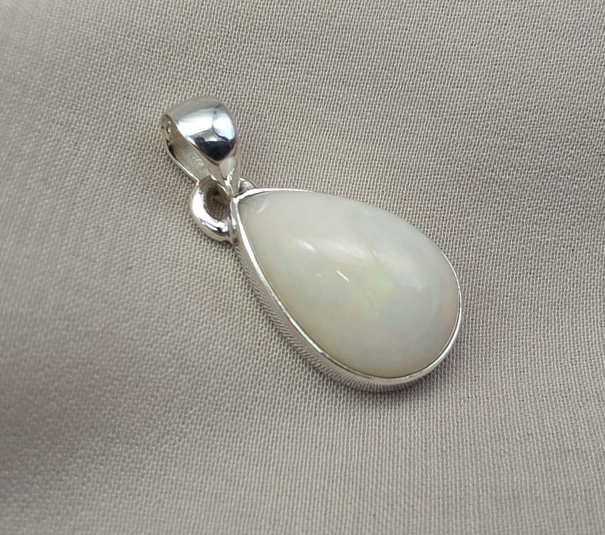 Ethiopian Opal Pear Pendant 925 Sterling Silver Handmade Cabochon Gemstone Jewelry