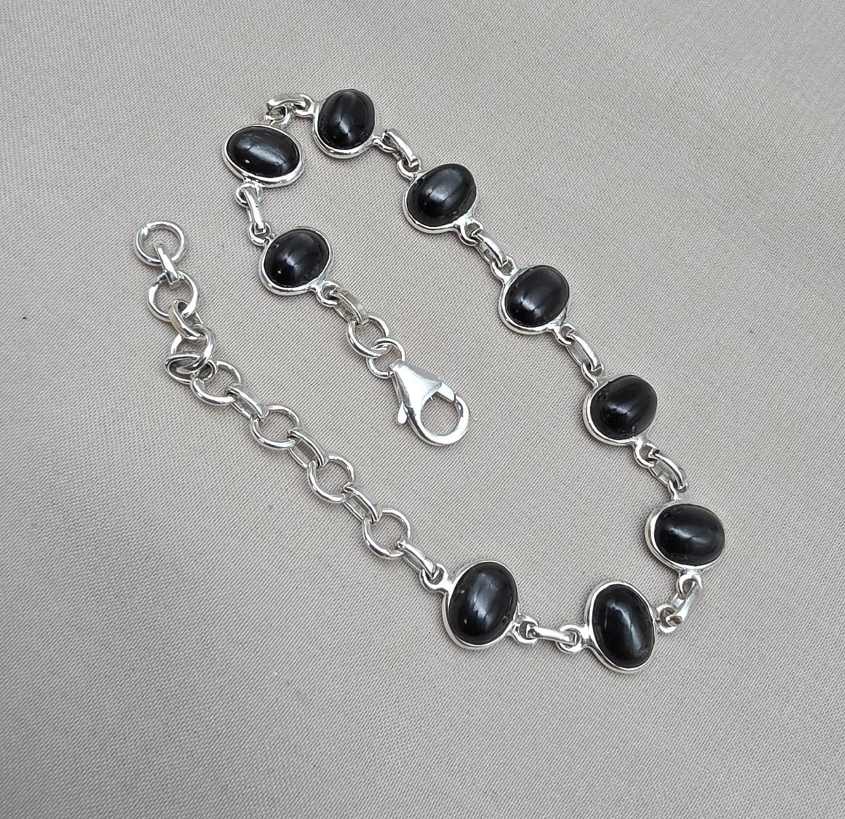 Natural Black Star 925 Sterling Silver Bracelet : Gemstone Jewelry