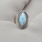 Natural Larimar Ring 925 Sterling Silver Larimar Marquise Cut Gemstone Boho Statement Jewelry