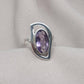 Amethyst Sterling Silver Ring: Modern Abstract Design, February Birthstone