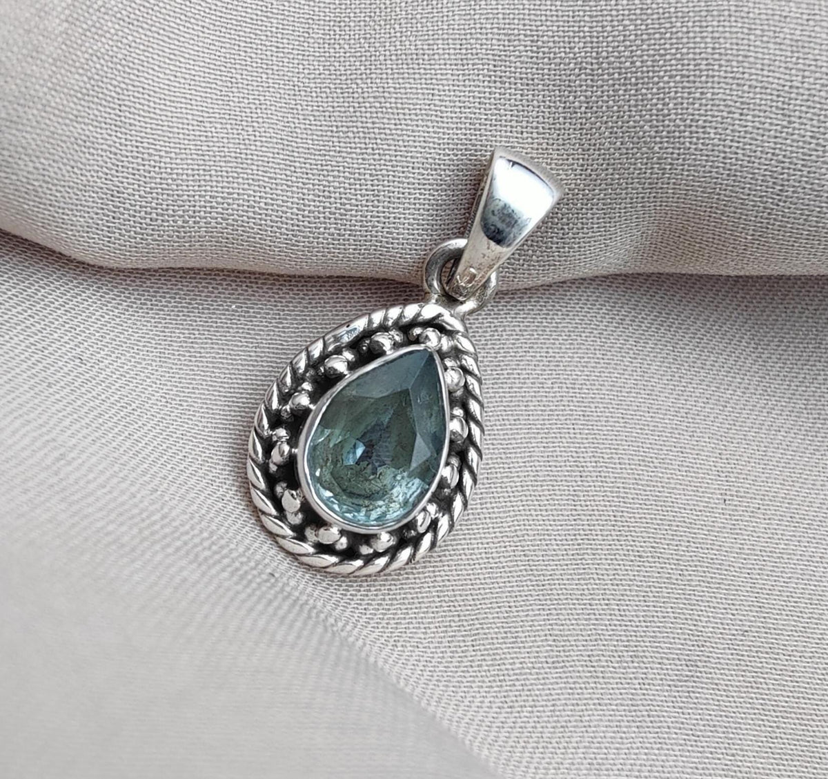 Sterling Silver Blue Topaz Pendant Necklace: December Birthstone Gift