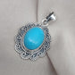 American Turquoise Pendant: Handmade 925 Silver Boho Necklace