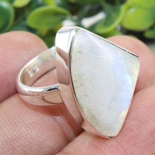 925 SOLID STERLING SILVER NATURAL RAINBOW MOONSTONE GEMSTONES HANDMADE RING, ALL SIZES AVAILABLE