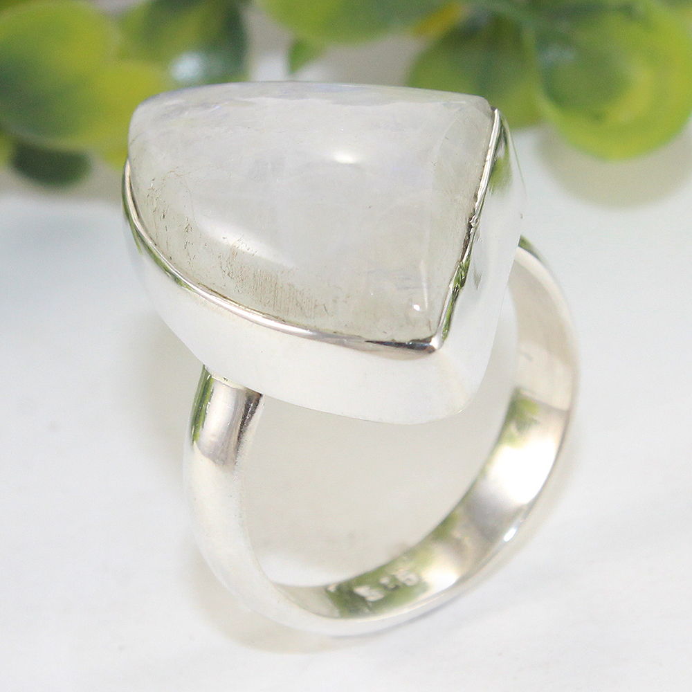 925 SOLID STERLING SILVER NATURAL RAINBOW MOONSTONE GEMSTONES HANDMADE RING, ALL SIZES AVAILABLE