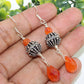 925 SOLID STERLING SILVER NATURAL CARNELIAN GEMSTONE HOOK EARRING
