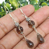 925 SOLID STERLING SILVER NATURAL SMOKY QUARTZ GEMSTONE HOOK EARRING
