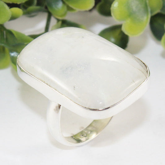 925 SOLID STERLING SILVER NATURAL RAINBOW MOONSTONE GEMSTONES HANDMADE RING, ALL SIZES AVAILABLE