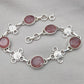 Pink Strawberry Quartz 925 Sterling Silver Bracelet | Handmade Adjustable Gemstone Jewelry Gift for Women
