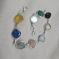 925 Sterling Silver Multi Stone Bracelet Natural Gemstone Cushion Link Jewelry