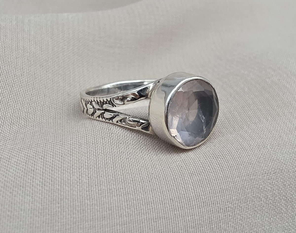 Rose Quartz 925 Sterling Silver Ring: Handmade Boho Gemstone Jewelry
