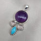 Amethyst Rose Quartz Turquoise Pendant: 925 Silver Healing Crystal Boho Necklace