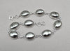 925 Sterling Silver Pyrite Bracelet Minimal Oval Link Handmade Jewelry