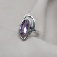 Amethyst Sterling Silver Ring: Modern Abstract Design, February Birthstone