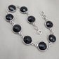 Black Onyx Bracelet 925 Sterling Silver Faceted Round Stone Link Bracelet Handmade Jewelry