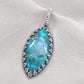 Blue Copper Turquoise Pendant: Sterling Silver Marquise Boho Necklace